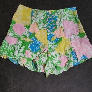Lilly Pulitzer High Waist Floral Shorts - Green, Pink, Yellow, Blue